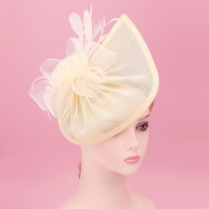 DRESHOW Women Fascinator Hats Tea Party Hat Vintage Pillbox Hat Headband for Cocktail - Image 3